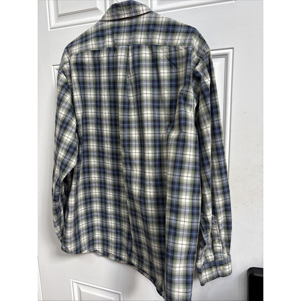 Eddie Bauer Mens Large Blue/Green Plaid Long Sleeve Button Up Shirt Cotton - Picture 3 of 5